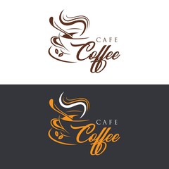 Beautiful Cafe Coffee Logo in Line Art Design - Sillhoute