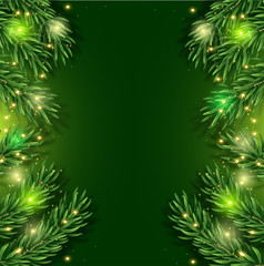 Merry Christmas and Happy New Year. Background with pine