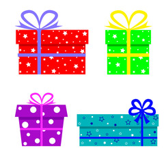 Gift boxes set isolated on white background. Vector