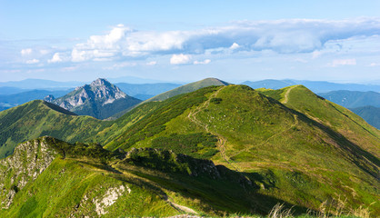 Beautiful view of the mountains on a sunny day in the summer. Western Carpathians, Slovakia, Little Fatra.