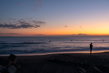鵠沼海岸の夕焼け