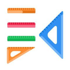 School instruments, rulers vector set: rulers and triangles.