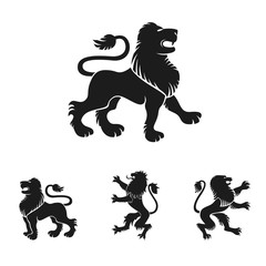 Lion ancient emblems elements set. Heraldic vector design elements collection. Retro style label, heraldry logo.
