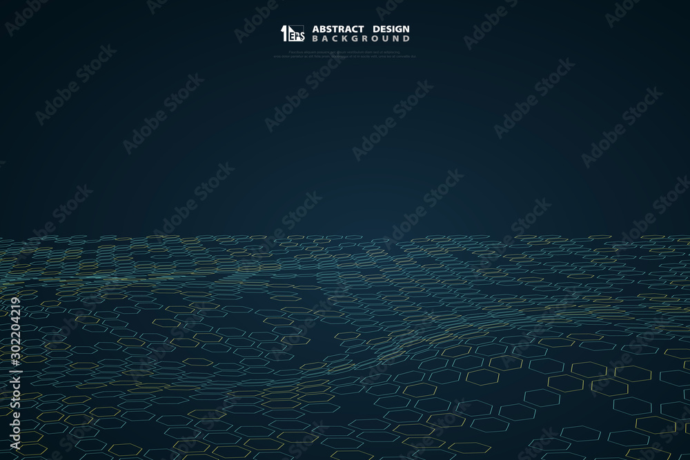 Aufkleber abstract hexagon pattern of blue tech on gradient dark blue design background. illustration vector e
