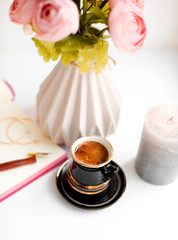  morning cup with coffee by the window