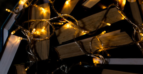 abstract, light, closeup, decoration, bright, art, burn, wood, red, yellow, above, aged, antique, black, book, books background, books isolated, christmas atmosphere, christmas decoration, christmas l