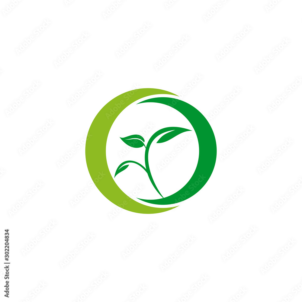 Poster leaf icon logo design vector template