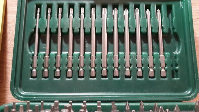 Screwdriver Set. Set of drills. A set of construction tools.