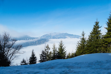 Fototapeta na wymiar Wolkenschleier Alpen