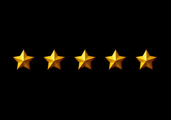 Fototapeta premium Three-dimensional star mark used for evaluation or rank or grade. 評価、グレード、ランクなどに使用する星マーク