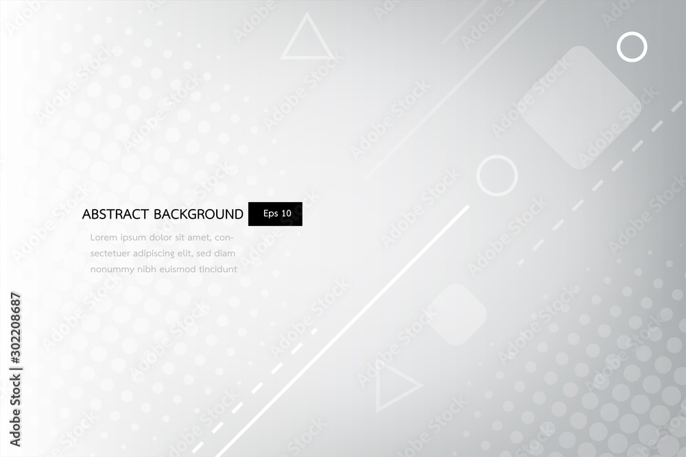 Sticker white and grey abstract gradient geometric shapes backround, shine and smooth circle with futuriscti