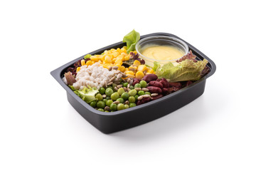 bean salad on isolated white background