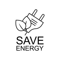 Concept of saving energy. Energy efficiency symbol. Outline thin line flat illustration. Isolated on white background. 
