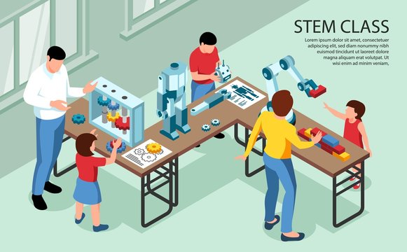 STEM Class Isometric Background