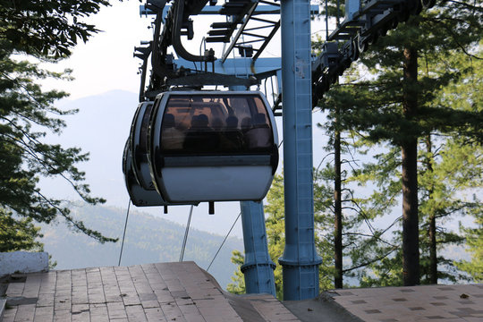 Lush Green Pine Trees Forest Landscape and Patriata Chairlift, New Murree, Punjab, Pakistan