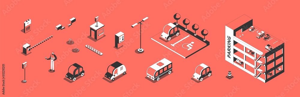 Canvas Prints parking isometric set