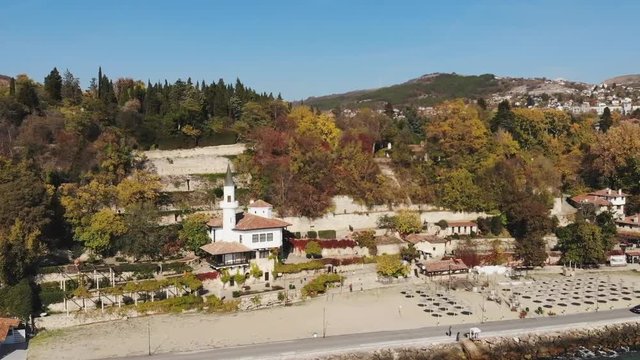 Balchik botanical garden aerial photo video