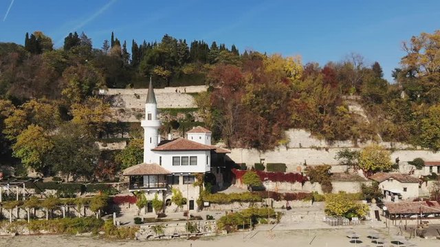Balchik botanical garden aerial photo video