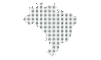 Fotobehang Map of brazil vector, dotted isolated on white background. Flat Earth, gray map template for web site pattern, anual report, inphographics. © musomo
