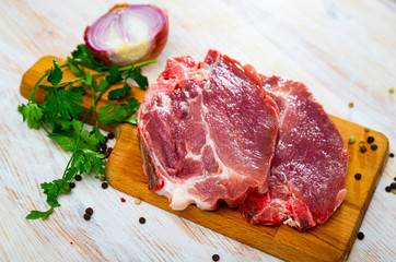 Raw pork chop