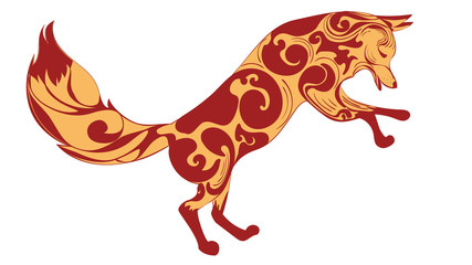 Ornamental fox jumping design