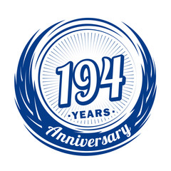 One hundred and ninety-four years anniversary celebration logotype. 194th anniversary logo. Vector and illustration.