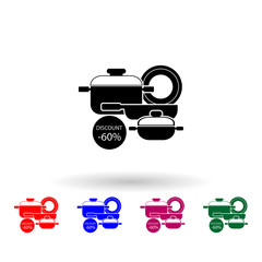Discount, dishes multi color icon. Simple glyph, flat vector of black friday icons for ui and ux, website or mobile application