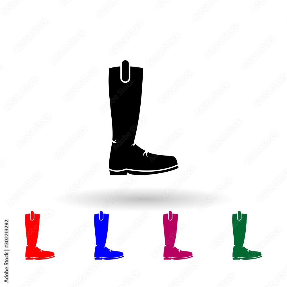 Poster boots multi color icon. simple glyph, flat vector of wild west material icons for ui and ux, website