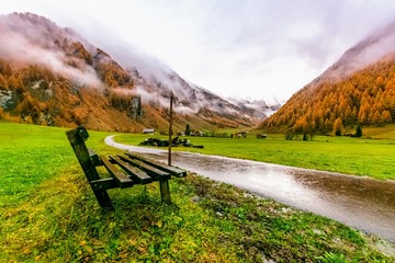 Bench facing the Alps