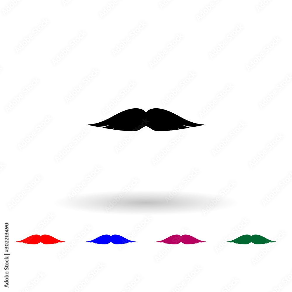 Poster mustache multi color icon. simple glyph, flat vector of wild west material icons for ui and ux, webs