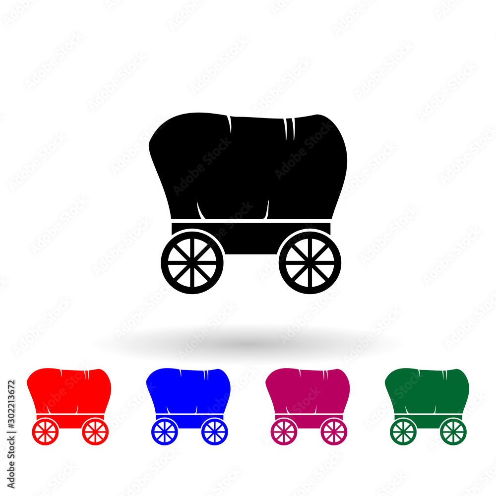 Poster carriage multi color icon. simple glyph, flat vector of wild west material icons for ui and ux, webs