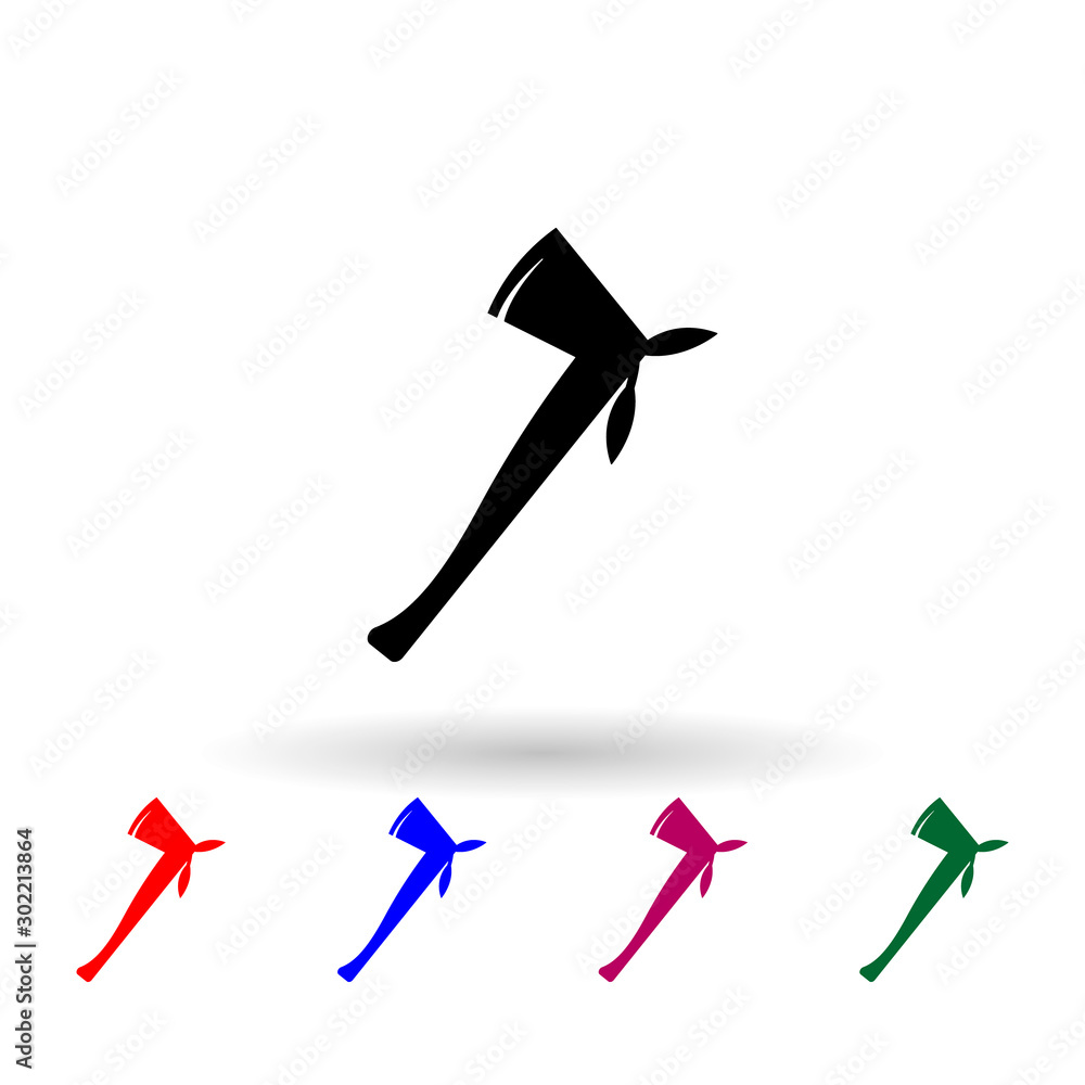 Poster tomahawk multi color icon. simple glyph, flat vector of wild west material icons for ui and ux, webs