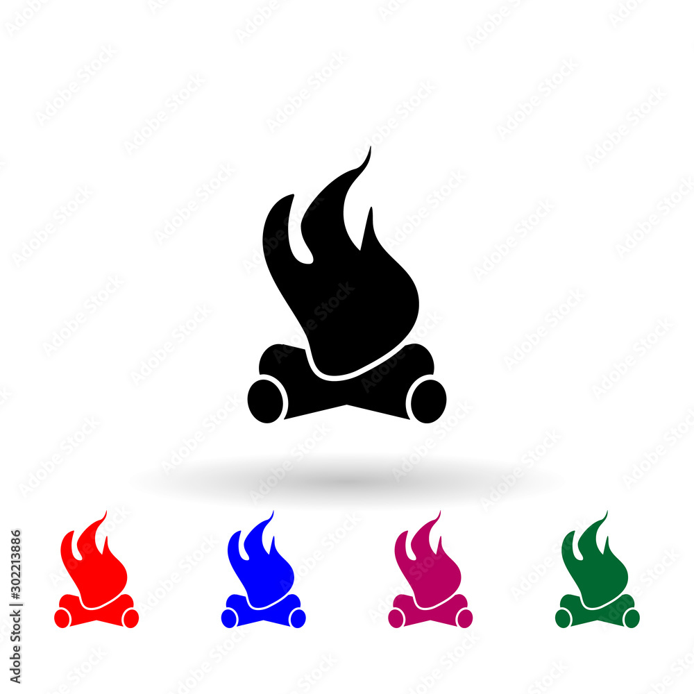 Poster bonfire multi color icon. simple glyph, flat vector of wild west material icons for ui and ux, websi