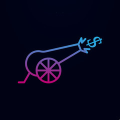 Obraz premium Cannon dollar nolan icon. Simple thin line, outline vector of trade wars icons for ui and ux, website or mobile application