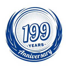 One hundred and ninety-nine years anniversary celebration logotype. 199th anniversary logo. Vector and illustration.
