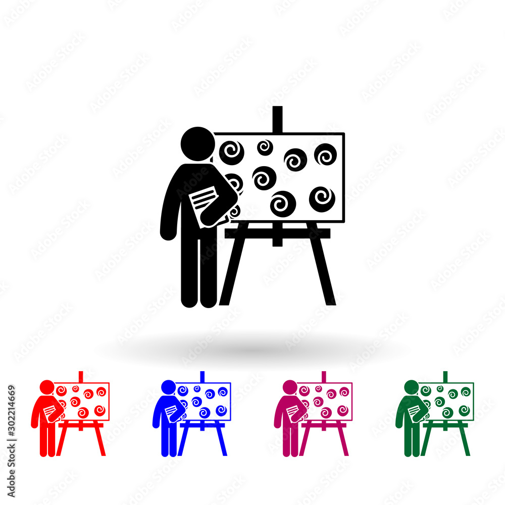 Poster man with art degree multi color icon. simple glyph, flat vector of student degree icons for ui and u