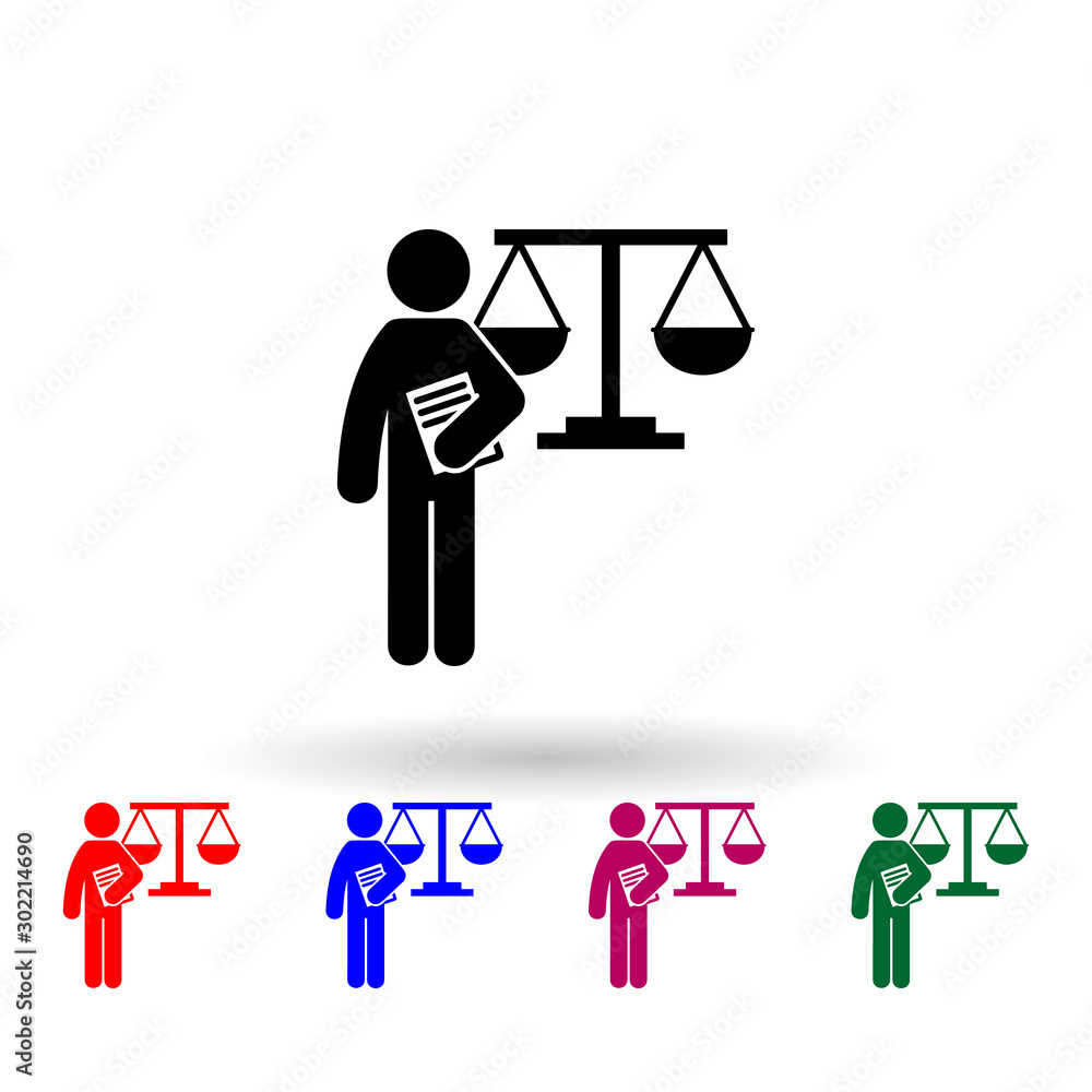 Poster man with law degree multi color icon. simple glyph, flat vector of student degree icons for ui and u