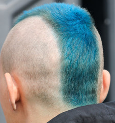 Fototapeta premium Iroquois hairstyle on a man’s head