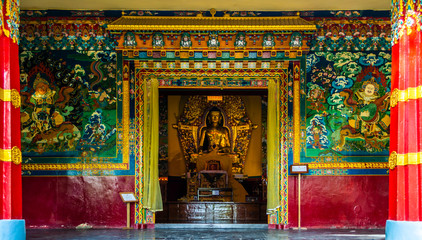 Inside Norbulingka Institute Temple, Dharamsala, India.