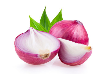 fresh red onion isolated on white background
