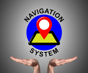 Navigation system concept sustained by open hands