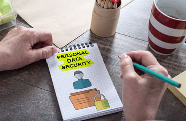 Personal data security concept on a notepad