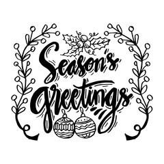 Seasons greetings hand lettering calligraphy