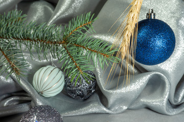 Christmas still life background with ear of wheat