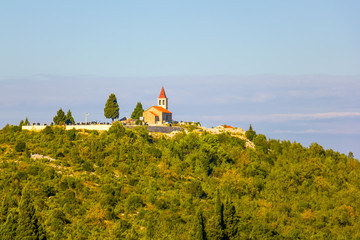 Chapel and cemetery on the hill in southern Dalmatia, Croatia