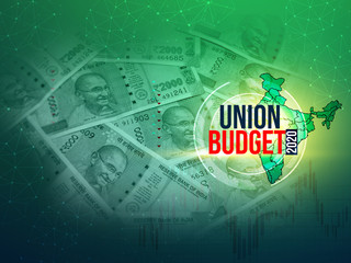 India union budget, India economic background, green color, illustration