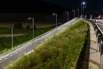 night empty walkway with modern LED street light
