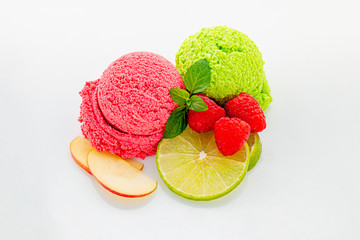 Various of ice cream flavor ball  isolate on white background .