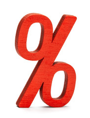 The percent symbol is red. Isolated on a white background