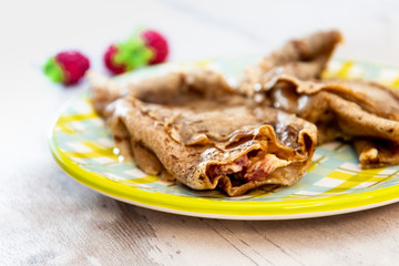 Homemade french buckwheat galette on the table